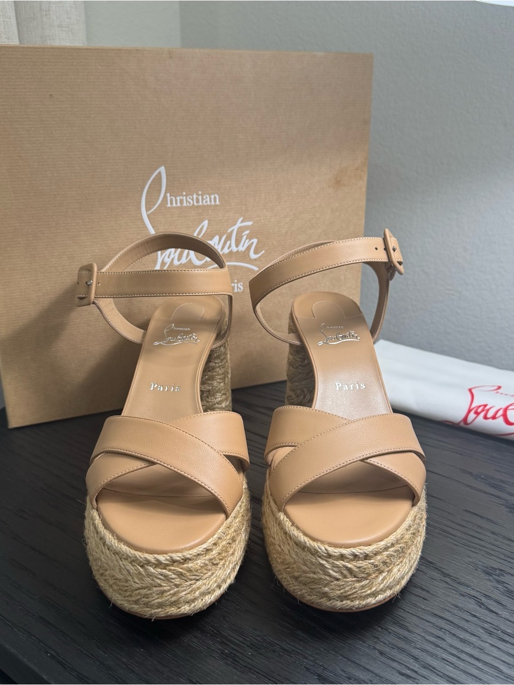 Christian Louboutin Calakala 70 Platform Espadrille Sandals Nude 41 - Picture 2 of 8